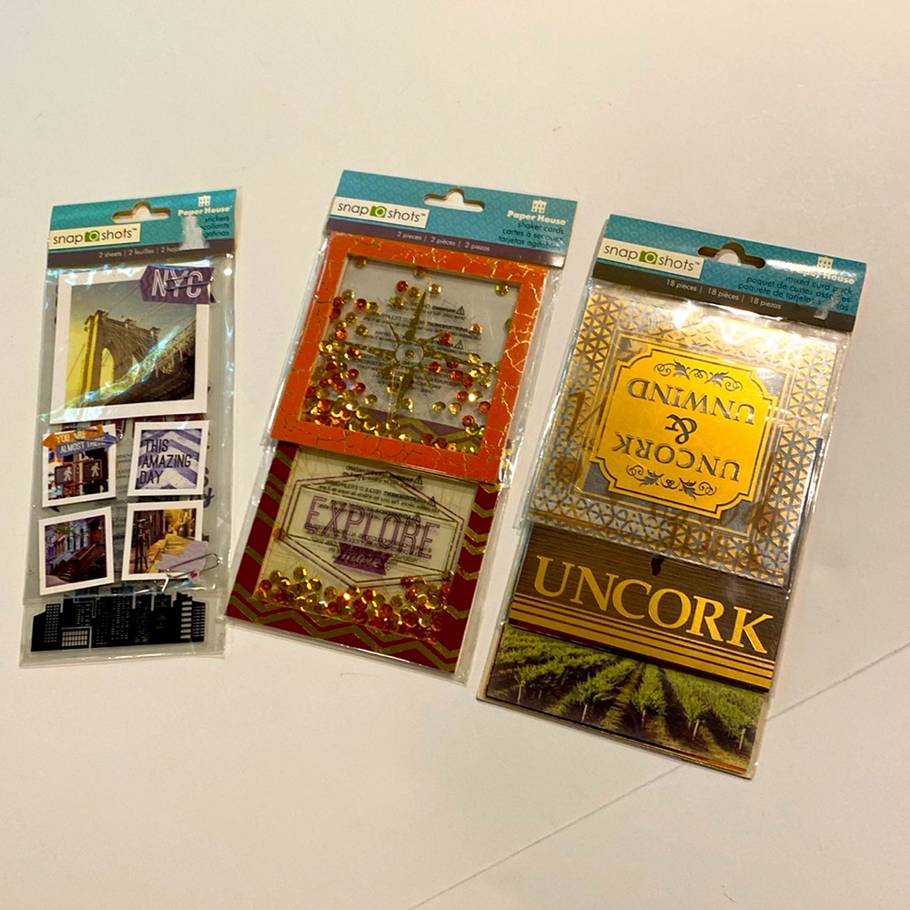 3 Sets Shaker Cards Stickers crafting Card Pack Snap Shots Paper House New